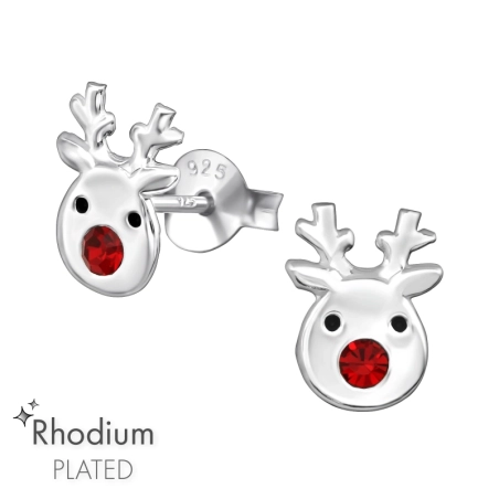 Rentier mit Kristall Ohrstecker mit Steinen Schmuck | All4silver