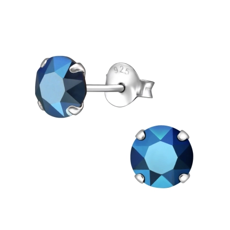 Runden Ohrstecker mit Kristall Schmuck | All4silver