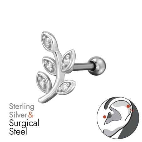 Blatt mit Zirkonia Natur Schmuck Schmuck | All4silver
