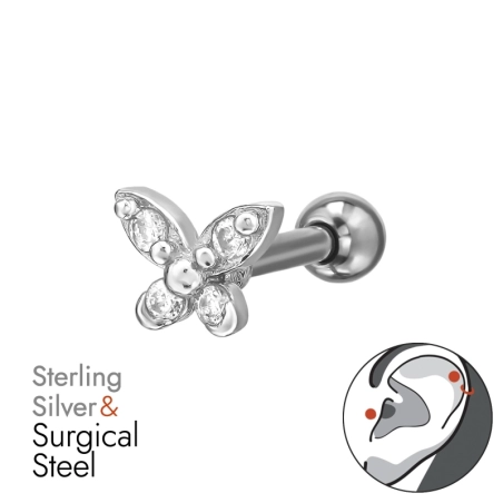 Schmetterling mit Zirkonia Tier-Schmuck Schmuck | All4silver