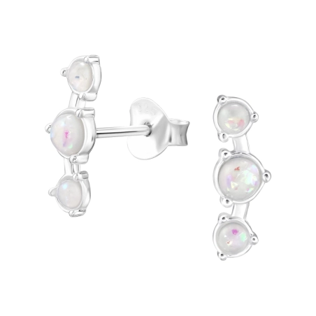 Gebogen mit Halbedelsteinen Ohrstecker mit Halbedelsteinen Schmuck | All4silver
