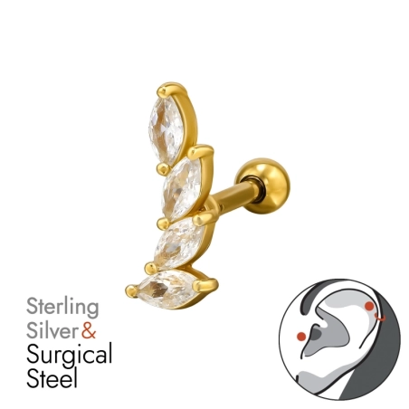 Goldenes Blätter mit Zirkonia Geometrischer Schmuck Schmuck | All4silver