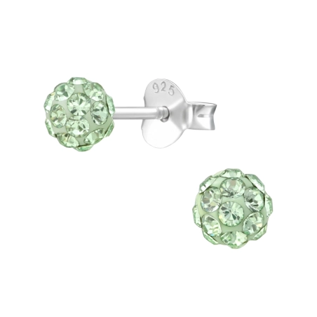 Kugel mit echten europäischen Kristallen - Ohrstecker aus 925er Sterlingsilber Lacrystale