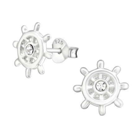 Steuerrad aus Silber Ohrstecker mit Steinen Schmuck | All4silver