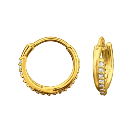 Verflochtener vergoldeter Huggie mit Zirkonen 24 Karat goldbeschichteter Schmuck Schmuck | All4silver