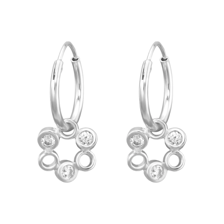Verbundene Kreise mit Zirkonen Creolen Ohrringe Schmuck | All4silver