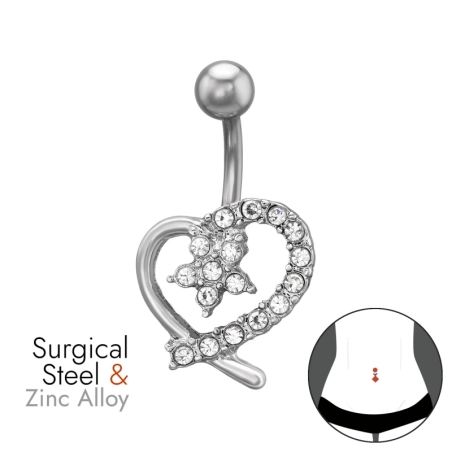 Srdce S Hviezdou 1,6X10Mm (14G) Zakrivená Činka Zo Zinku A Nehrdzavejúcej Ocele Freunde & Liebende Schmuck | All4silver