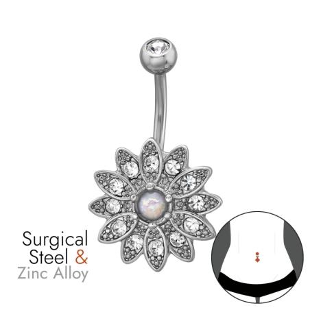 Kvetinová Činka Sunburst 1,6X10Mm (14G) Zakrivená, Zinková A Nerezová Natur Schmuck Schmuck | All4silver
