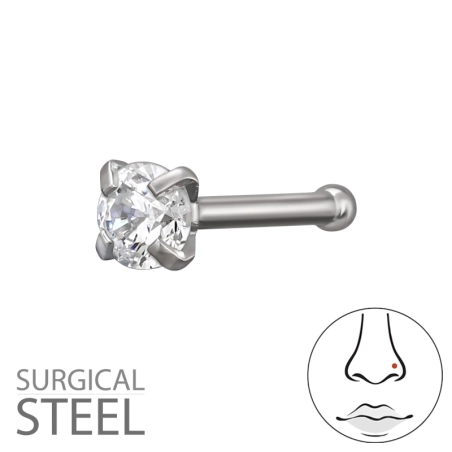 0,8 X 7,5 mm (20 G) 2,5 mm Quadratischer Nasenstecker Mit 4 Zinken Stehlen Schmuck | All4silver