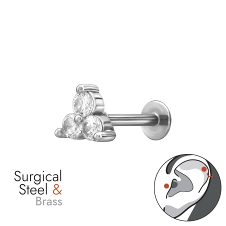 1,2 X 8 mm (16 G) 3 Verbundene Punkte Stehlen Schmuck | All4silver