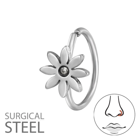 0,8 X 8 mm (20 G) Nahtloser Nasenring Mit Blumenmuster Stehlen Schmuck | All4silver