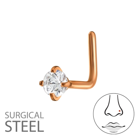 0,8X7X4,5Mm (20G) - 2,5Mm Okrúhly 4-Kolíkový Náušník Do Nosa V Tvare L, Ružovo-Zlatá Farba Nasenpiercing Silber Schmuck | All4si