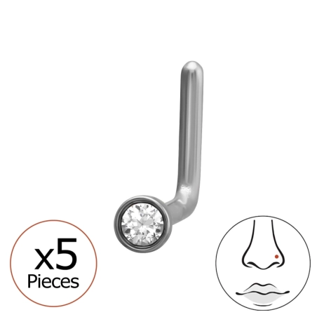 0,8X7X4,5Mm (20G) 4,5Mm Okrúhly Krištáľový Náušník V Tvare L (X5) Stehlen Schmuck | All4silver