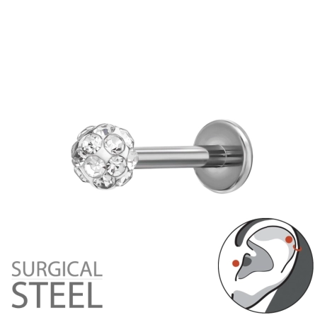 1,2 X 8 mm (16 G) – 3 mm Kristallkugel Stehlen Schmuck | All4silver