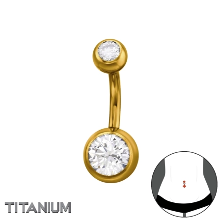 1,6 X 10 mm (14 G) – 5 mm Runde Oberseite, 8 mm Runde Unterseite – Goldfarben Bauchnabel Piercing Schmuck | All4silver