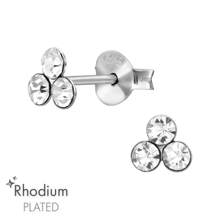 Dreieck mit Kristallen Ohrstecker mit Kristall Schmuck | All4silver