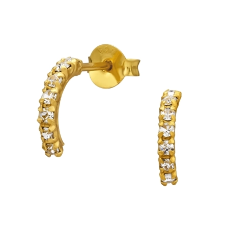 Goldener Halbkreis mit Kristallen Ohrstecker mit Kristall Schmuck | All4silver