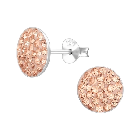 Rund mit Kristall Ohrstecker mit Kristall Schmuck | All4silver