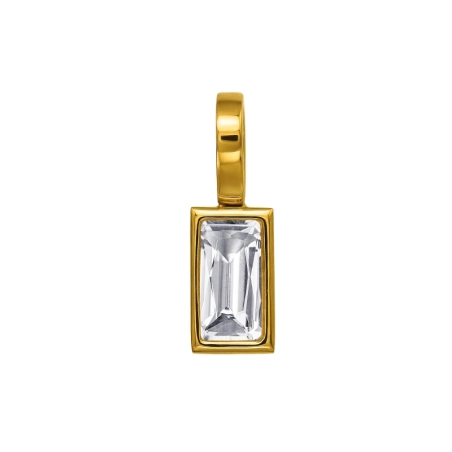 13 mm Baguette  vergoldet mit Zirkonia - Chirurgischer 316L-Edelstahl Edelstahl Anhänger