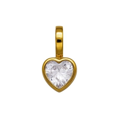 13mm Herz mit Zirkonia Vergoldet - Chirurgischer 316L-Edelstahl Steel Pendants
