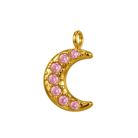 22 mm Mond vergoldet mit Zirkonia Sterne, Mond & Sonne Schmuck | All4silver