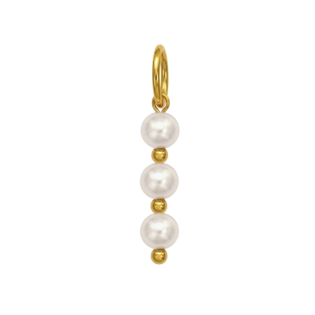 Vergoldet mit 3 mm Perlen - Chirurgischer 316L-Edelstahl Edelstahl Anhänger