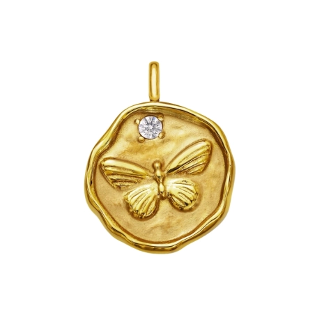 Kreis Mit Schmetterling, Vergoldet Tier-Schmuck Schmuck | All4silver