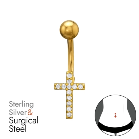Pozlátený Kríž 1,6X10Mm (14G) 5mm Hladká Guľôčka Religions-Schmuck Schmuck | All4silver