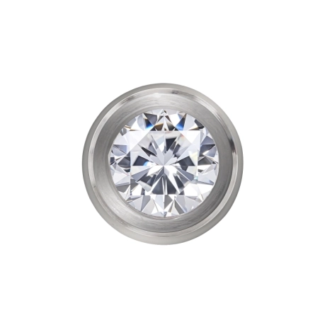 6 mm Rund mit Zirkonia - Chirurgischer 316L-Edelstahl Edelstahl Anhänger