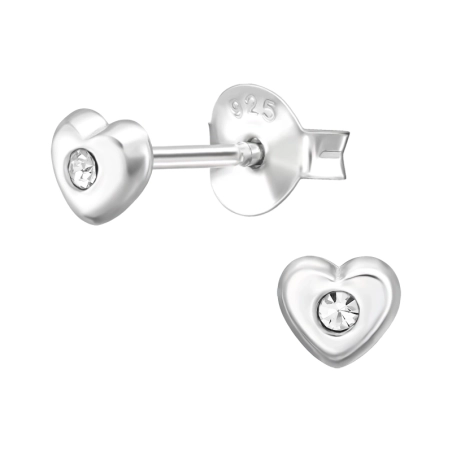 3D Herz mit Kristall Ohrstecker mit Kristall Schmuck | All4silver
