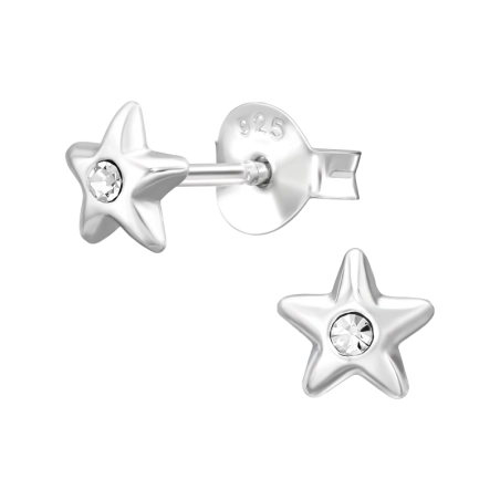 3D Star mit Kristall Ohrstecker mit Kristall Schmuck | All4silver