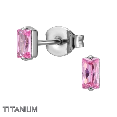 Baguette mit Rosa Zirkon, Titan Geometrischer Schmuck Schmuck | All4silver