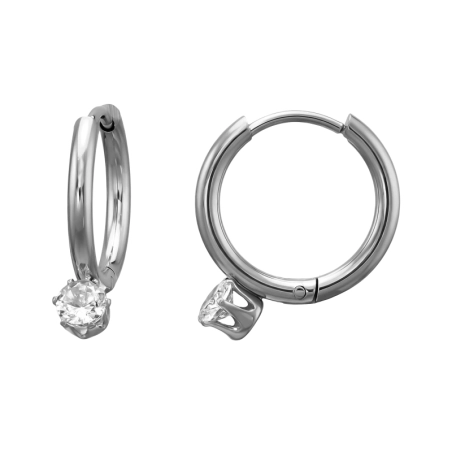 Kreis mit Zirkon Stahl-Huggies und Creolen Schmuck | All4silver