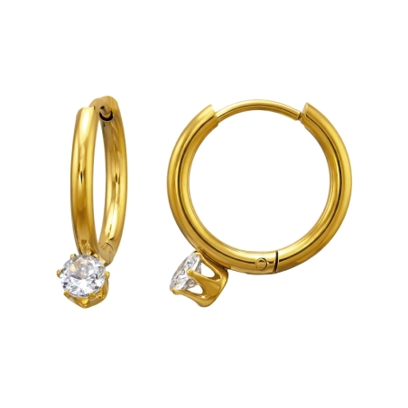 Vergoldete Kreise mit Zirkonia - Chirurgischer 316L-Edelstahl Stahl-Ohrringe