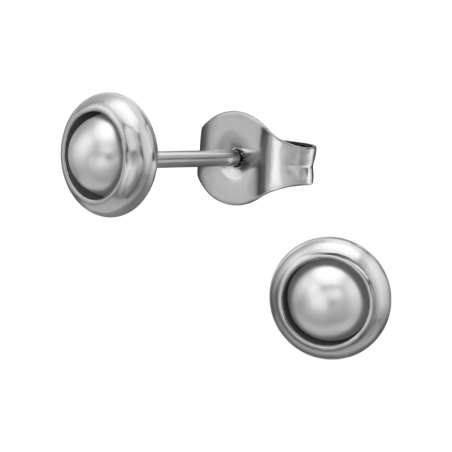 3D-Runde mit Perle Ohrstecker aus Edelstahl Schmuck | All4silver
