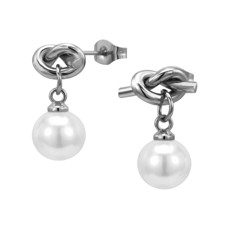 Knoten mit hängender Perle Ohrstecker aus Edelstahl Schmuck | All4silver