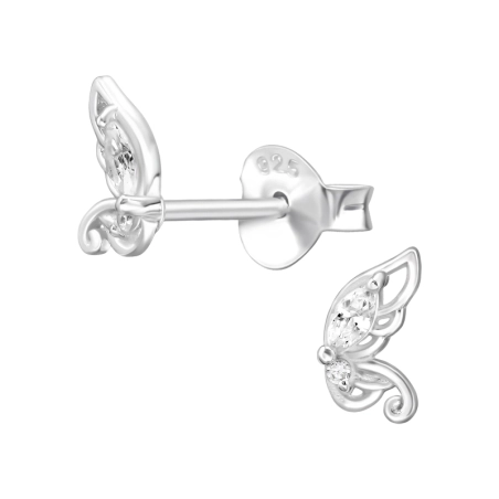 Schmetterlingsflügel mit Zirkonia Ohrstecker mit Zirkonia Steinen Schmuck | All4silver