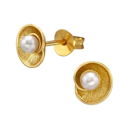 Musche Vergoldet mit Perle Ohrstecker mit Perlen Schmuck | All4silver
