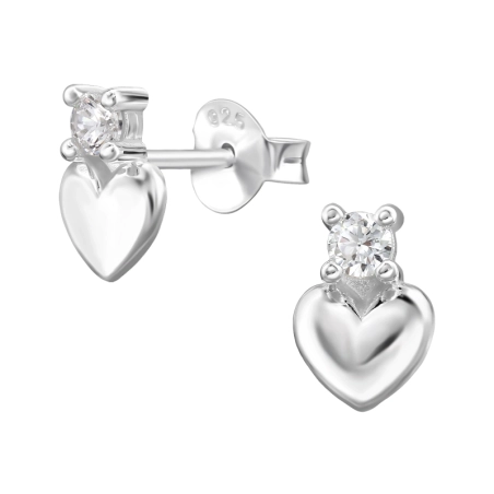 Herz mit Zirkonia Ohrstecker mit Zirkonia Steinen Schmuck | All4silver