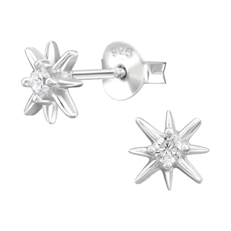 7 mm Achtzackiger Stern Ohrstecker mit Zirkonia Steinen Schmuck | All4silver