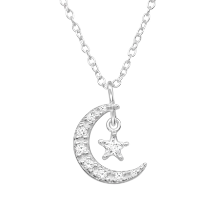 Mond Mit Baumelndem Stern Sterne, Mond & Sonne Schmuck | All4silver