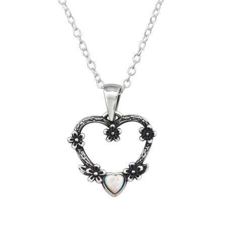 Oxidiertes Herz mit Opal Valentinstag-Schmuck Schmuck | All4silver