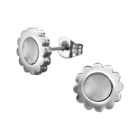 10 mm Blume Ohrstecker aus Edelstahl Schmuck | All4silver