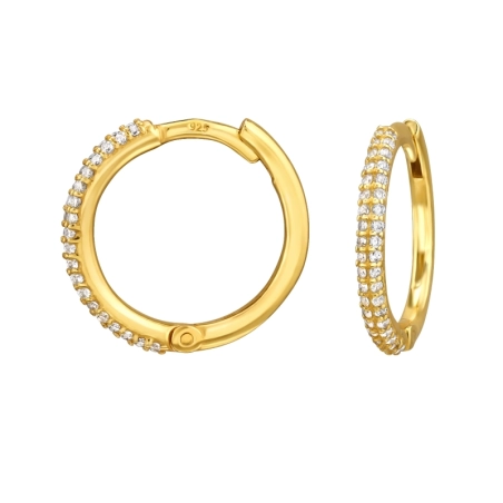 14 mm Goldene Creolen mit Zirkonia 24 Karat goldbeschichteter Schmuck Schmuck | All4silver