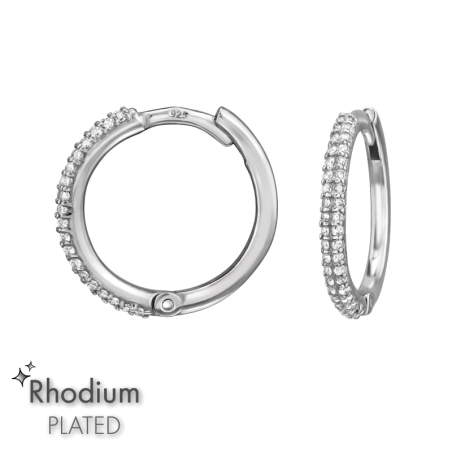 14 mm Rhodinierte Creolen mit Zirkonia Rhodinierter Schmuck Schmuck | All4silver