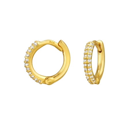 10 mm Goldene Creolen mit Zirkonia 24 Karat goldbeschichteter Schmuck Schmuck | All4silver