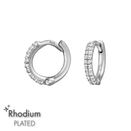 10 mm Creolen mit Zirkonia, rhodiniert Rhodinierter Schmuck Schmuck | All4silver