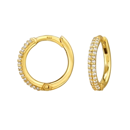 12 mm Goldene Creolen mit Zirkonia 24 Karat goldbeschichteter Schmuck Schmuck | All4silver