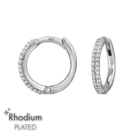12 mm Rhodinierte Creolen mit Zirkonia Rhodinierter Schmuck Schmuck | All4silver