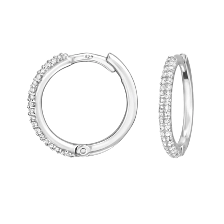 14 mm Creolen mit Zirkonia Huggies Schmuck | All4silver
